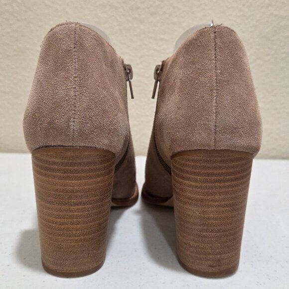 Beige Booties Women's Size 10 High Heel Suede Leather Side Zipper - Picture 3 of 10